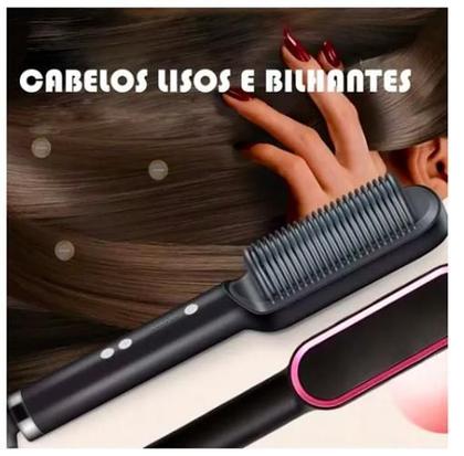 Imagem de Escova De Cabelo Seca E Alisa: 3 Em 1 Bivolt - Cabelos Lisos