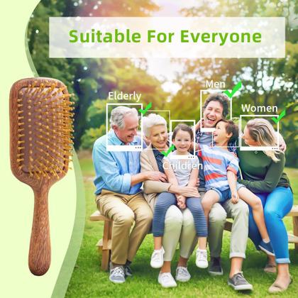 Imagem de Escova de cabelo TAIHI de madeira de sândalo verde natural para mulheres, homens e crianças