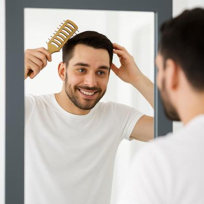 Imagem de Escova de Cabelo Tunel Vazado Pompadour Modeladora Desembaraçadora e Antiestática Para Secador Penteados Dourada