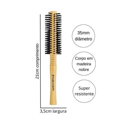 Imagem de Escova De Cabelo Wood Line 35mm Corpo Em Madeira Marco Boni