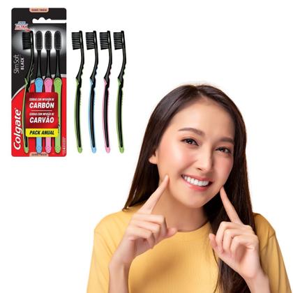 Imagem de Escova de Dente Colgate Slim Soft Black com 4 Unidades