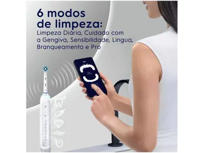 Imagem de Escova de Dente Elétrica Recarregável Oral-B Genius X com Estojo de Viagem com Refil