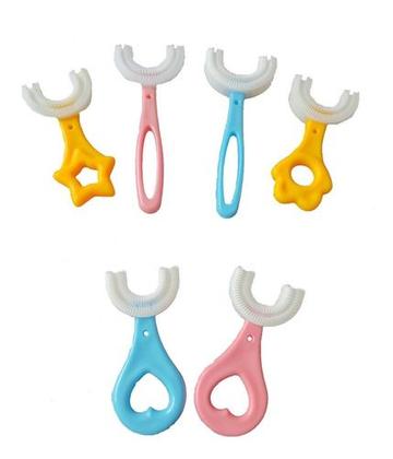 Imagem de Escova De Dente Rosa Infantil 360 Silicone Em U Autista