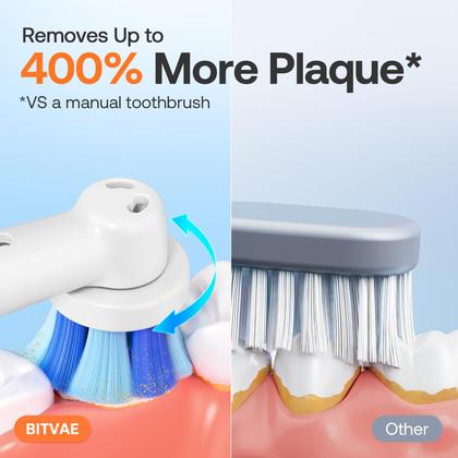 Imagem de Escova de dentes elétrica Bitvae R2 Rotating, 2 pacotes com 8 cabeças