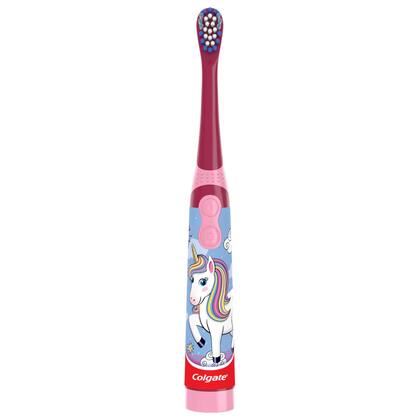 Imagem de Escova de dentes infantil Colgate com pilha, unicórnio, cerdas macias
