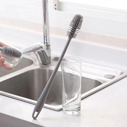 Imagem de Escova De Lavar Garrafa Mamadeira Copos Multiuso De Silicone 33cm - Clink