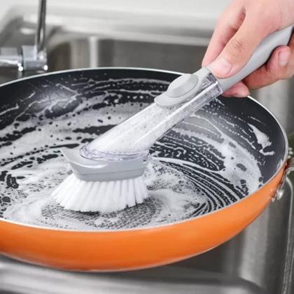 Imagem de Escova de Limpeza com Dispenser Detergente Cozinha Louça