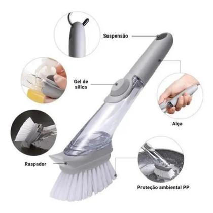 Imagem de Escova de Limpeza com Dispenser Detergente Cozinha Louça