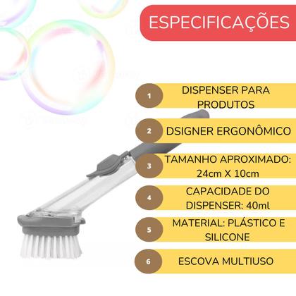 Imagem de Escova de Limpeza com Dispenser Detergente Cozinha Louça