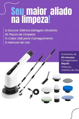 Imagem de Escova De Limpeza Esfregão Mop Elétrico 9 Em 1 Giratório 360 Ajustavel Recarregavel Cozinha USB