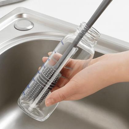 Imagem de Escova de Silicone para Lavar Garrafas Copos e Mamadeiras Escova Flexível de Limpeza Reutilizável Higiênica Resistente e Durável