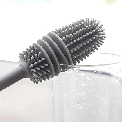 Imagem de Escova de Silicone para Lavar Garrafas Copos e Mamadeiras Escova Flexível de Limpeza Reutilizável Higiênica Resistente e Durável