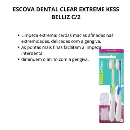 Imagem de Escova Dental Clear Extreme Kess Belliz Azul e Verde C/2