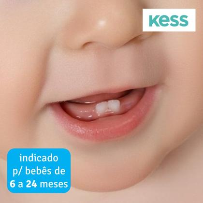 Imagem de Escova Dental Infantil Bebê 6 a 24 meses Kess Dentinho Cerdas Extra Macia Rosa Azul