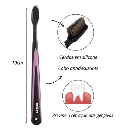 Imagem de Escova Dental Macia Nanotech Black Cerdas Em Silicone Klin