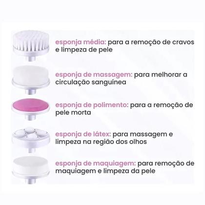 Imagem de Escova Elétrica de Limpeza Facial com Funções Esfoliantes