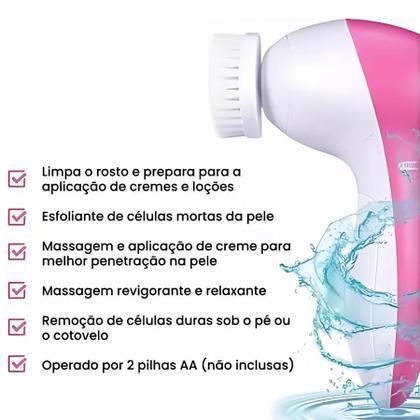 Imagem de Escova Elétrica Facial 5 em 1 com Funções de Massagem e Relaxamento