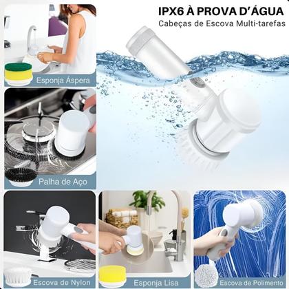Imagem de Escova Elétrica Multifunção Recarregável Lava Louças Sem Fio 5 Em 1