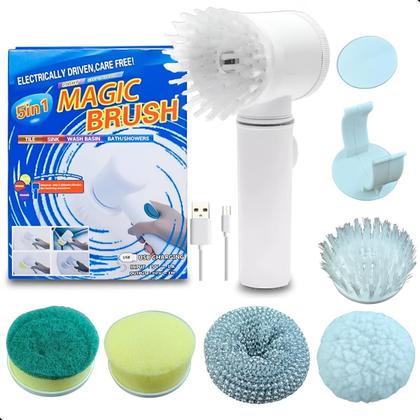 Imagem de Escova Elétrica Multifunção Recarregável Lava Louças Sem Fio 5 Em 1