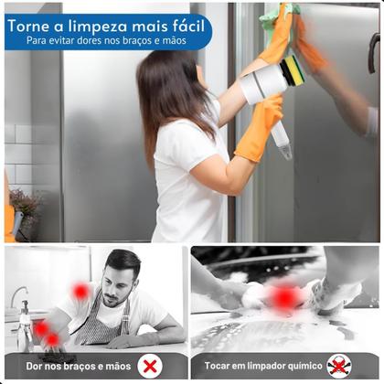 Imagem de Escova Elétrica Multifunção Recarregável Lava Louças Sem Fio 5 Em 1
