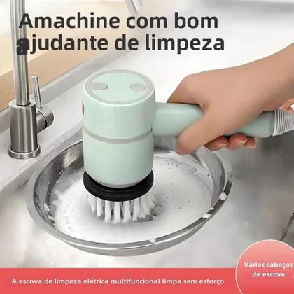 Imagem de Escova Elétrica Multifuncional Recarregável via USB - Purificador Rotativo para Limpeza