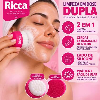 Imagem de Escova facial 2 em 1 belliz ricca limpeza em dose dupla cod.3428