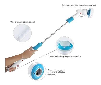 Imagem de Escova Giratoria Eletrica Recarregavel Limpeza Facil Cozinha