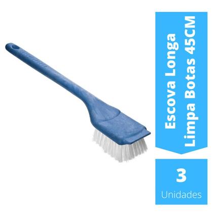 Imagem de Escova Limpa Botas Longa Azul 45CM 3 unidades