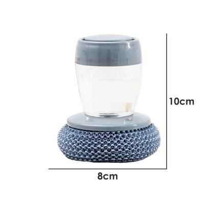 Imagem de Escova Limpeza Com Dispenser Detergente Palha De Aço Cozinha Esponja Limpa Panela