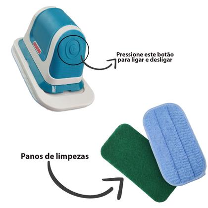 Imagem de Escova Limpeza Eletrica 2 Em 1 Sem Fio Recarregavel Cabo Retratil Limpa Esfrega Poli Carro Casa Piso Ceramica Janela Vidro