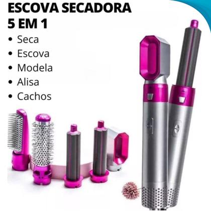 Imagem de Escova Multifuncional 5 Em 1 Com Potência Avançada Que Seca Alisa E Modela Com Praticidade Pronta Entrega Ideal Para Pre