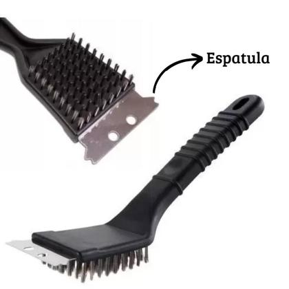 Imagem de Escova Para Limpar Grelha Churrasqueira Espátula Cerdas Aço