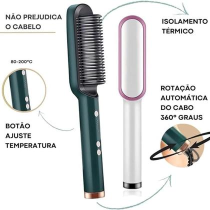 Imagem de Escova Pente Alisadora Pro 3 EM 1 Secador, Chapinha e Modelador de Cachos Bivolt