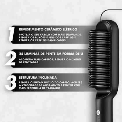 Imagem de Escova Pente Alisadora Profissional