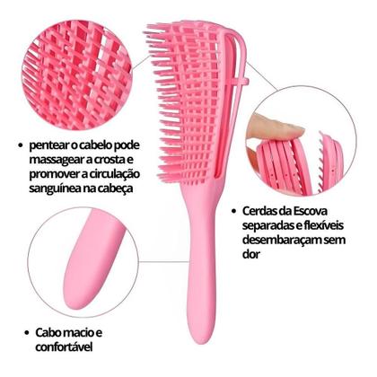 Imagem de Escova Pente Para Cabelo Cacheado Crespo Enrolado Polvo