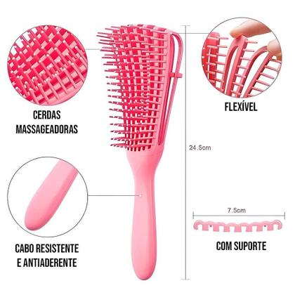 Imagem de Escova Pente Para Cabelo Cacheado Crespo Enrolado Polvo