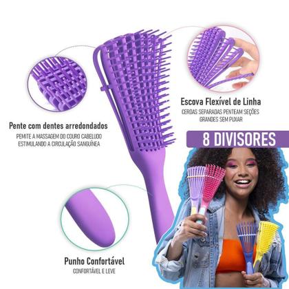 Imagem de Escova Pente Polvo Para Cabelo Cacheado Crespo Desembaraça