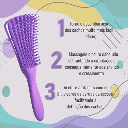Imagem de Escova Pente Polvo Para Cabelo Cacheado Crespo Desembaraça