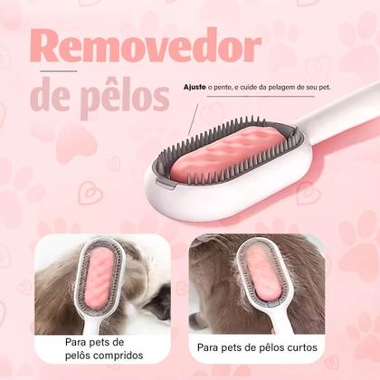 Imagem de Escova Pet Removedor de Pelos 2 em 1 Cães e Gatos Rosa