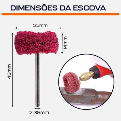 Imagem de Escova Polir 25Mm Nylon Grão 320 Haste 2.35Mm Micro Retífica