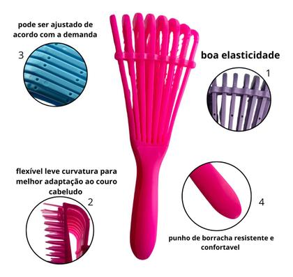 Imagem de Escova Polvo Para Cabelos Cacheados Desembaraçadora Crespos