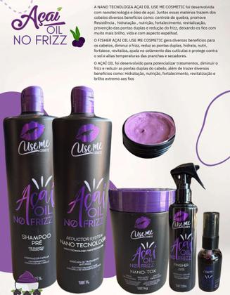 Imagem de ESCOVA PROGRESSIVA AÇAI OIL NO FRIZZ 2X1L E BTOX NANO AÇAI 1KG USE ME (escolha o seu)