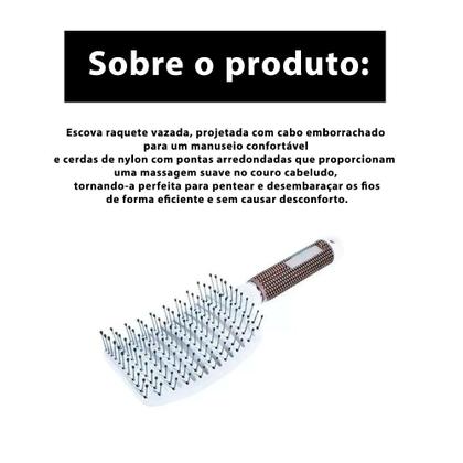 Imagem de Escova Raquete Vazada Curva Profissional - Branca