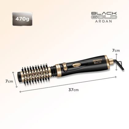 Imagem de Escova Rotativa Argan Mondial Preto e Champagne ER-11-AR