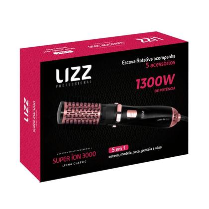 Imagem de Escova Rotativa Lizz 5 em 1 Super Íon 3000, 1300W, Preto/Rose, 127V