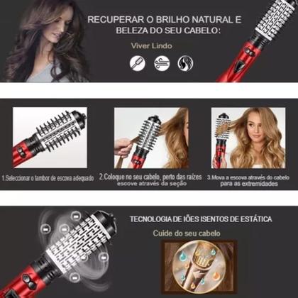 Imagem de Escova Rotativa Secadora 110V: Cabelos Perfeitos Sem Complicação!