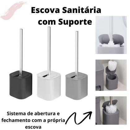 Imagem de Escova Sanitária com Cabo de Aço Inox Com Tampa e Reservatório 