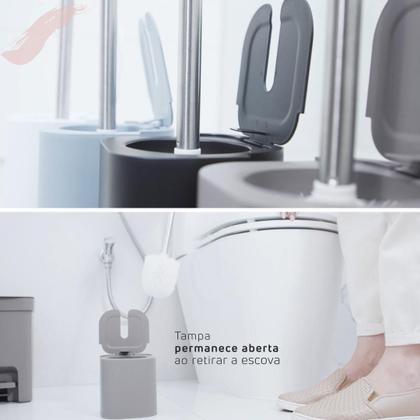 Imagem de Escova Sanitária com Cabo de Aço Inox Com Tampa e Reservatório 