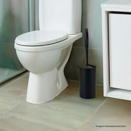 Imagem de Escova Sanitária com Tampa Articulável Redonda Preto 7820 - Arthi