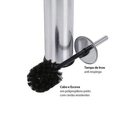 Imagem de Escova Sanitaria e Porta Papel Higienico Suporte Inox Preto